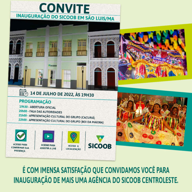 Convite Inauguração do Sicoob no Centro de São Luís-MA
